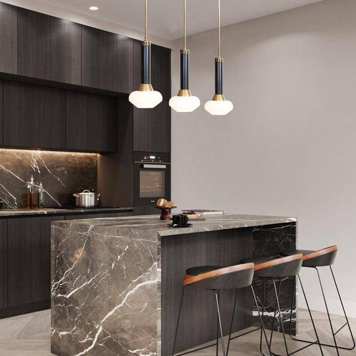 Suspension design à LED en métal dorée et verre Loft