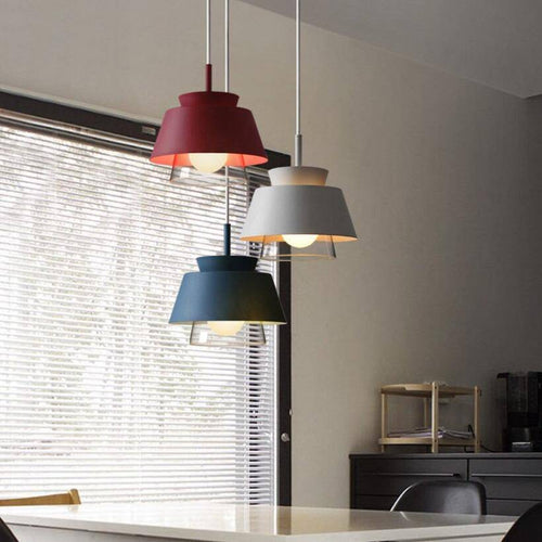 LED-Design-Pendelleuchte mit farbigem Metallschirm Fly - vue 7 sur 14