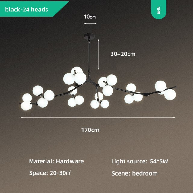 Lustre moderne LED style branche colorée et globes Irune - vue 12 sur 15