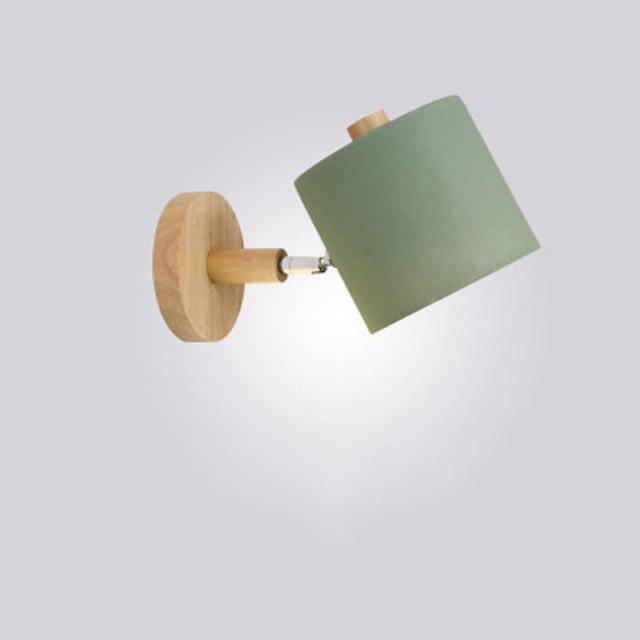 Applique murale moderne LED en bois avec abat-jour arrondi coloré Nordic - vue 8 sur 8