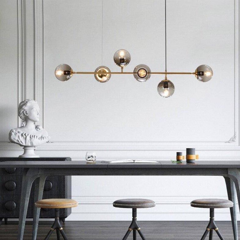 Lustre design LED en métal avec plusieurs boules en verre rétro - vue 2 sur 6