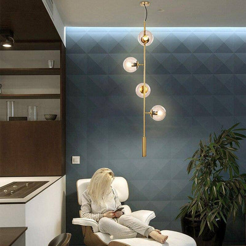 Lustre design LED en métal avec plusieurs boules en verre rétro
