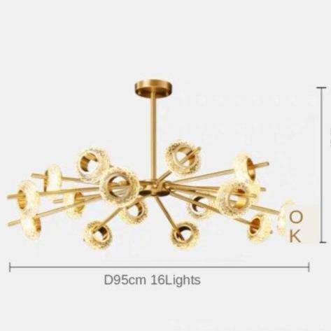 Lustre design à LED avec plusieurs cercles dorés Loft