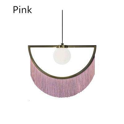 Suspension design LED avec demi-cercle en métal et pendentif coloré