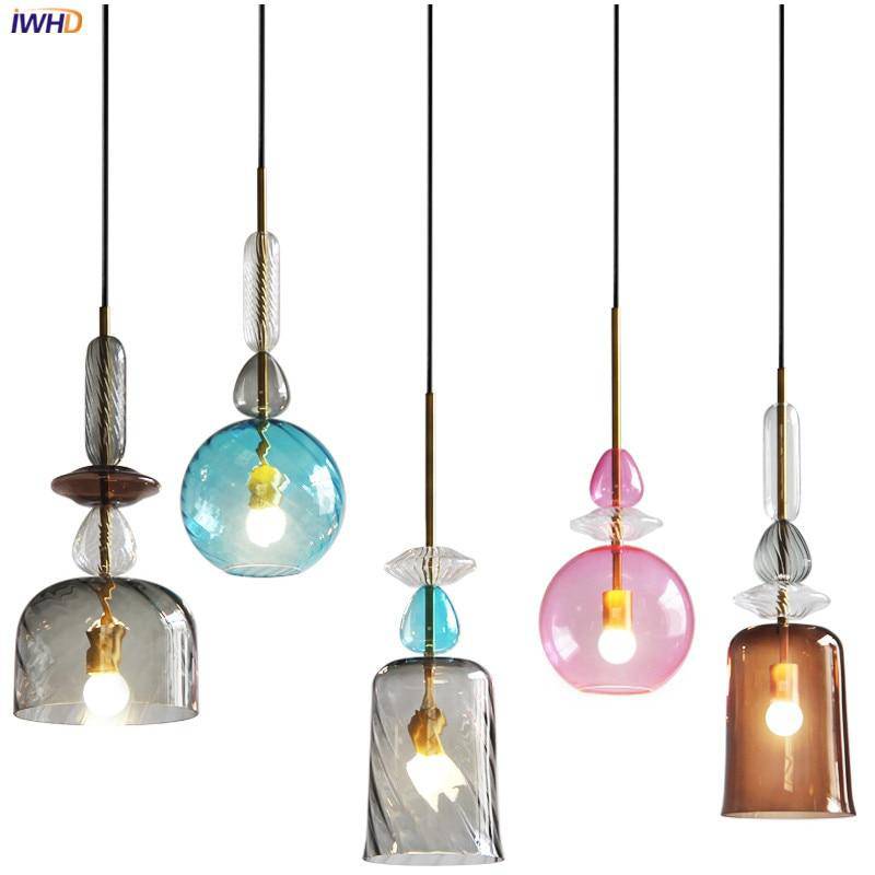 Suspension design à LED avec abat-jour en verre coloré style brossé Coffee - vue 4 sur 11