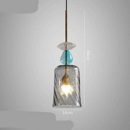 Suspension design à LED avec abat-jour en verre coloré style brossé Coffee - vue 10 sur 11