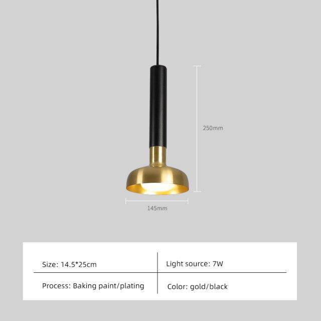 Suspension design à LED cylindre et abat-jour doré Luxury - vue 7 sur 7