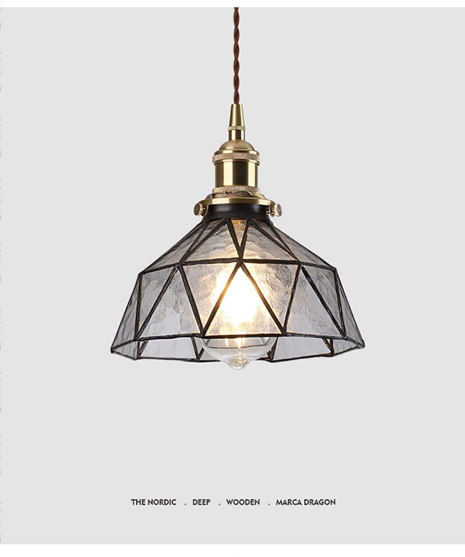 Suspension design à LED avec abat-jour en verre coloré rétro Loft - vue 12 sur 12