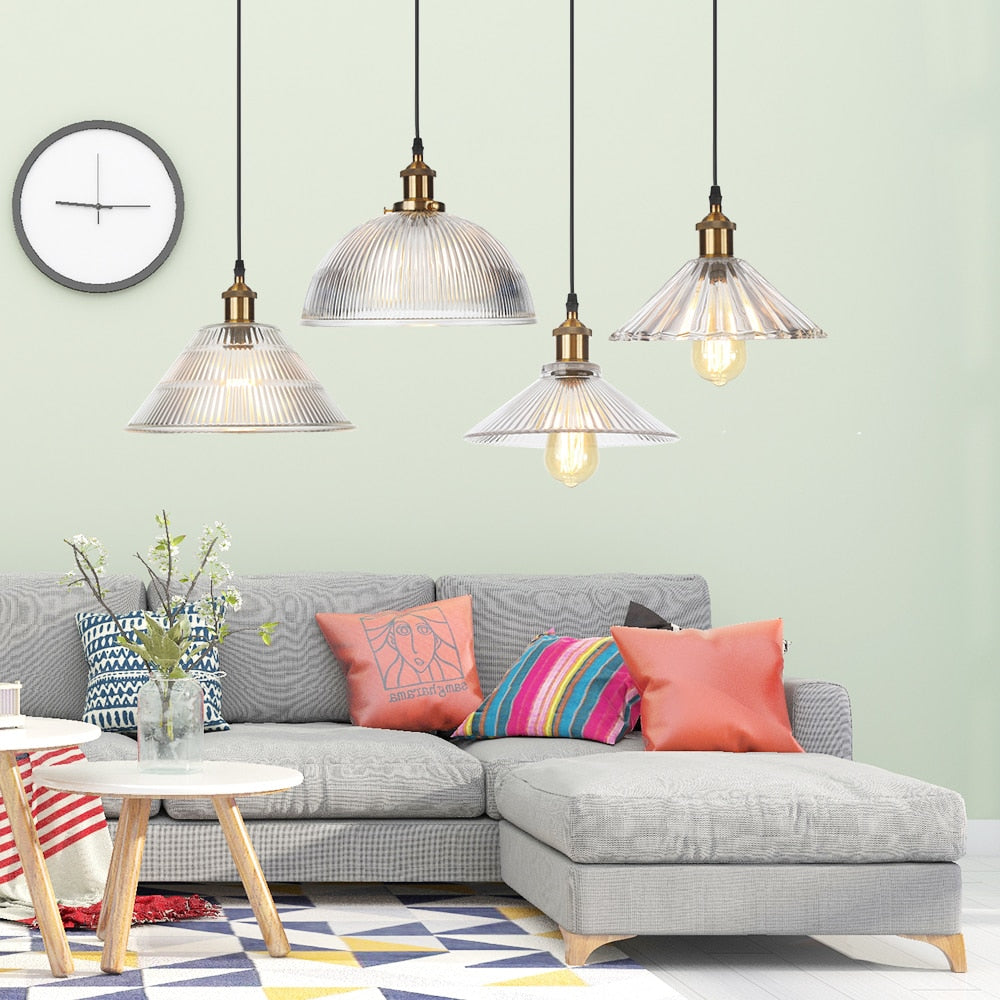 Suspension vintage LED avec abat-jour en verre Bertha - vue 4 sur 25