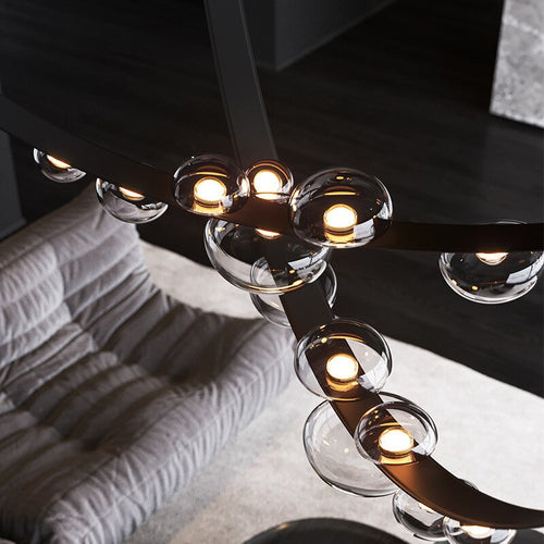 Lustre design en verre et métal Luna - vue 4 sur 7