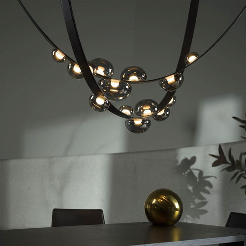 Lustre design en verre et métal Luna - vue 3 sur 7