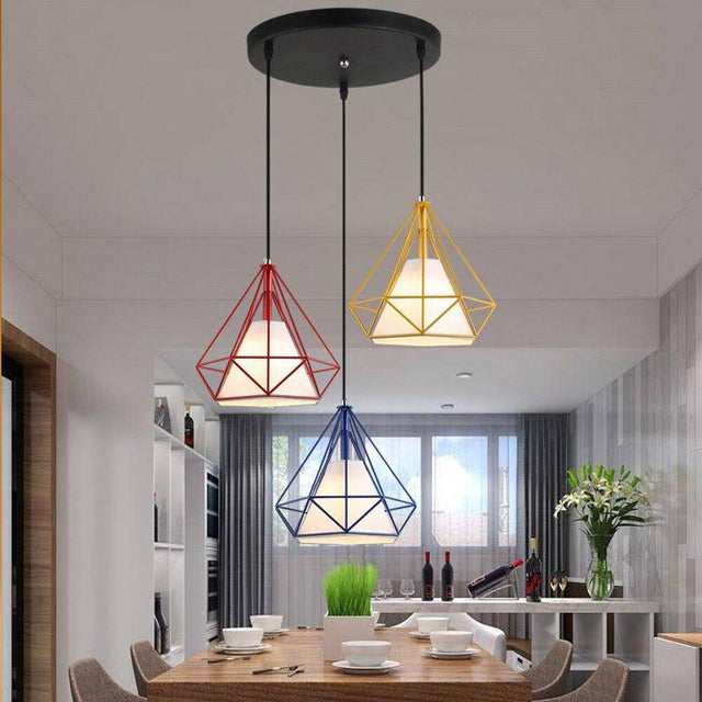 Suspension cage vintage colorée Luminy