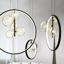 Moderne LED-Pendelleuchte mit Ring und Glaskugeln Cala