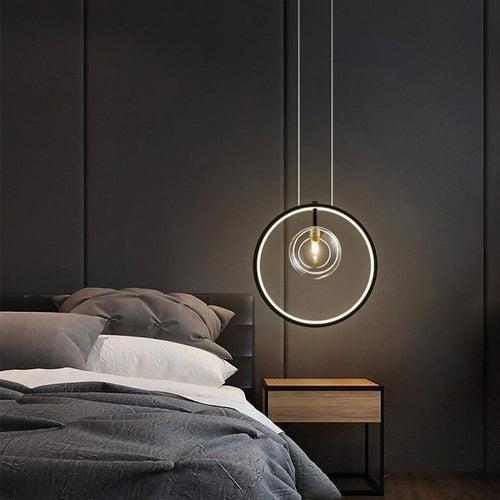 Moderne LED-Pendelleuchte mit Ring und Glaskugeln Cala - vue 3 sur 7