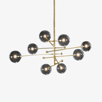Lustre design LED base en métal doré et globes en verre Zuri