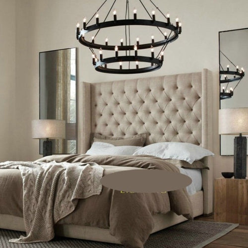 Kronleuchter im Vintage-Stil mit schwarzem Metallring Luxury Boris - vue 4 sur 10