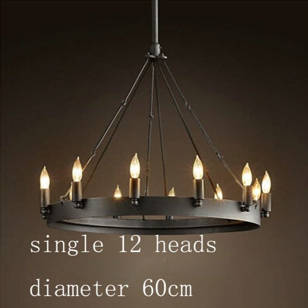 Kronleuchter im Vintage-Stil mit schwarzem Metallring Luxury Boris - vue 10 sur 10
