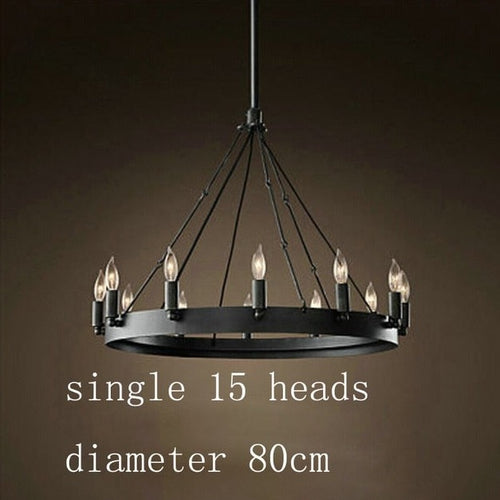 Kronleuchter im Vintage-Stil mit schwarzem Metallring Luxury Boris - vue 10 sur 10