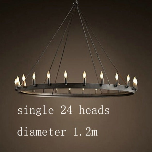 Kronleuchter im Vintage-Stil mit schwarzem Metallring Luxury Boris - vue 7 sur 10