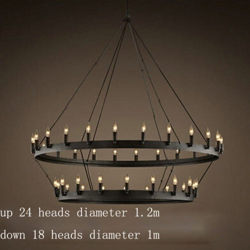 Kronleuchter im Vintage-Stil mit schwarzem Metallring Luxury Boris - vue 5 sur 10