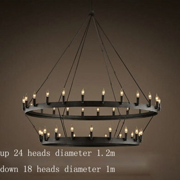 Kronleuchter im Vintage-Stil mit schwarzem Metallring Luxury Boris - vue 4 sur 10