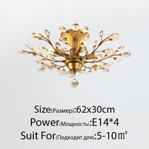Plafonnier en cristal en forme de branches avec fleurs