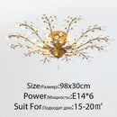 Plafonnier en cristal en forme de branches avec fleurs