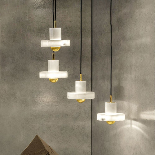 LED-Kronleuchter mit weißem Marmor-Lampenschirm Luxia - vue 5 sur 8