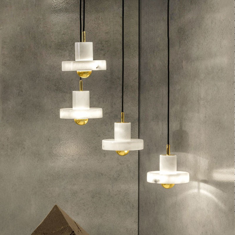 LED-Kronleuchter mit weißem Marmor-Lampenschirm Luxia - vue 4 sur 8