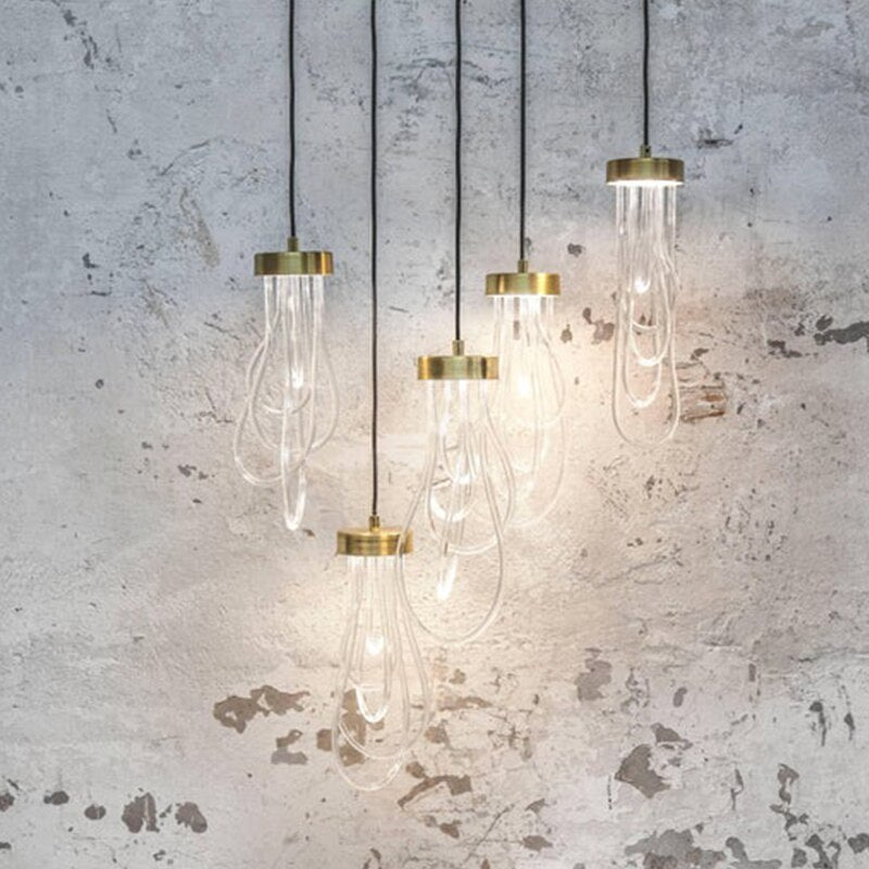Suspension moderne avec des tuyaux en verre Aqualya - vue 3 sur 2