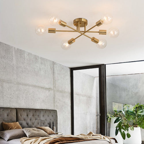 LED-Design-Deckenleuchte mit 6 überkreuzten Metall-Lampen Eugie - vue 3 sur 9