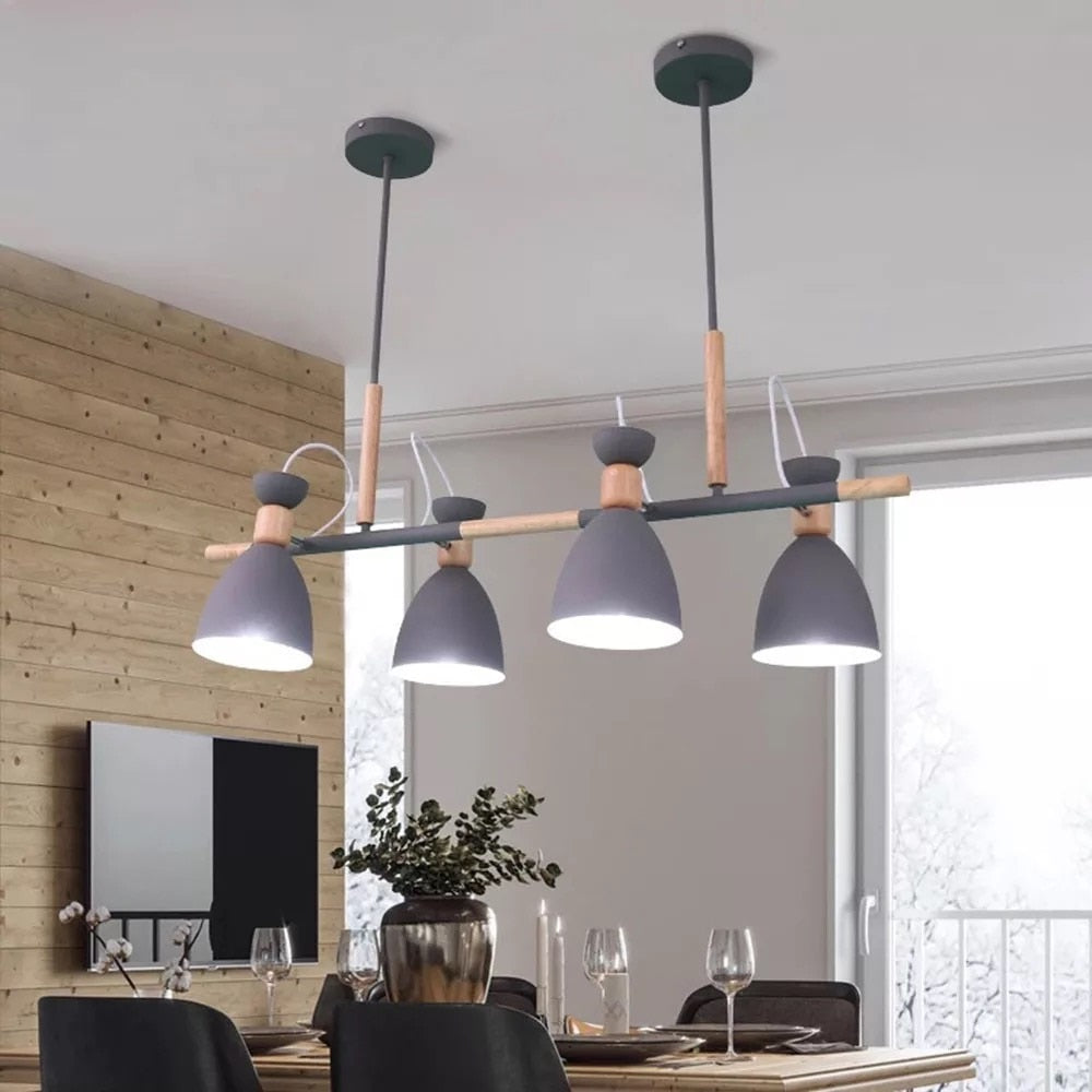 Pendelleuchte mit Spots aus Metall und Holz Wooden (verschiedene Farben) - vue 2 sur 8