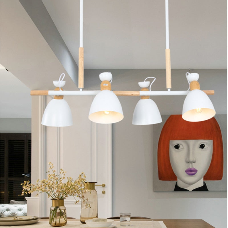 Pendelleuchte mit Spots aus Metall und Holz Wooden (verschiedene Farben) - vue 3 sur 8