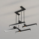 Lustre design LED en forme de Z métallique et noir Yeray