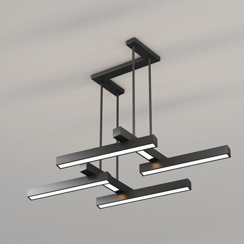 Lustre design LED en forme de Z métallique et noir Yeray