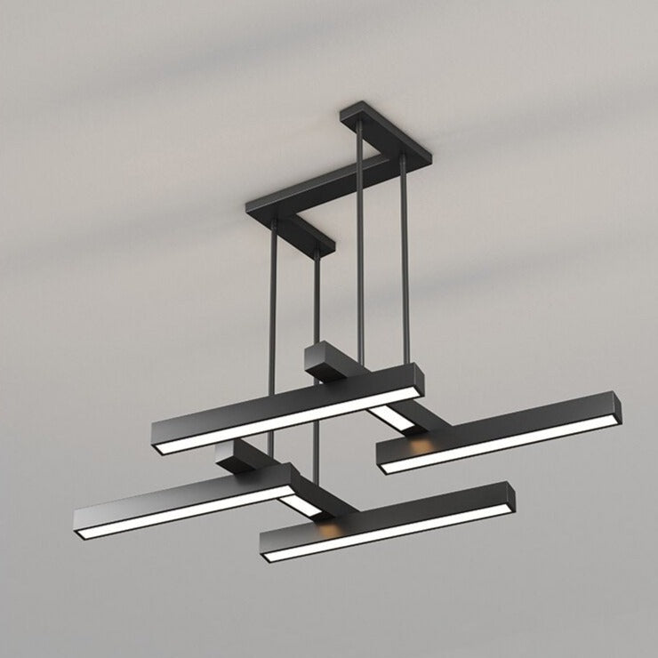 Lustre design LED en forme de Z métallique et noir Yeray - vue 7 sur 8