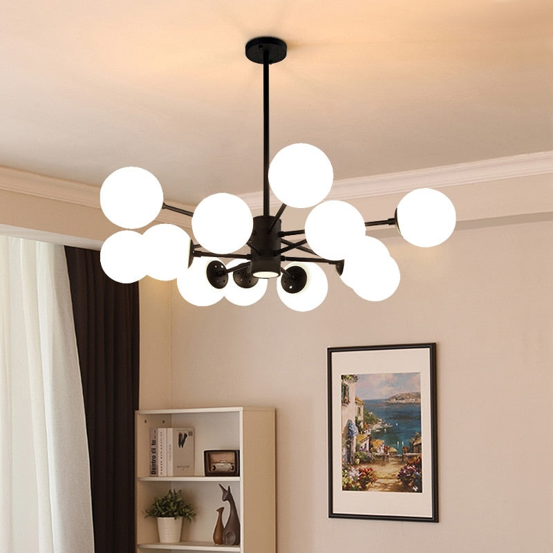 Lustre à bras et boules de verre Modern - vue 6 sur 10