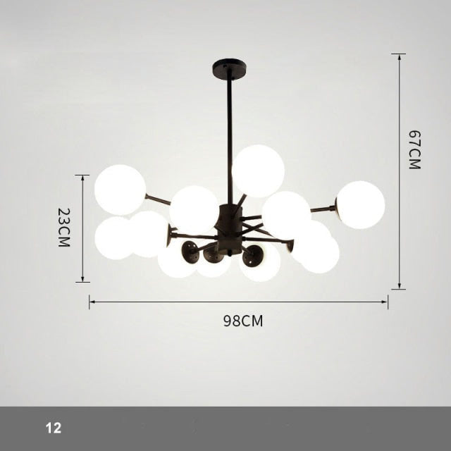 Lustre à bras et boules de verre Modern - vue 10 sur 10