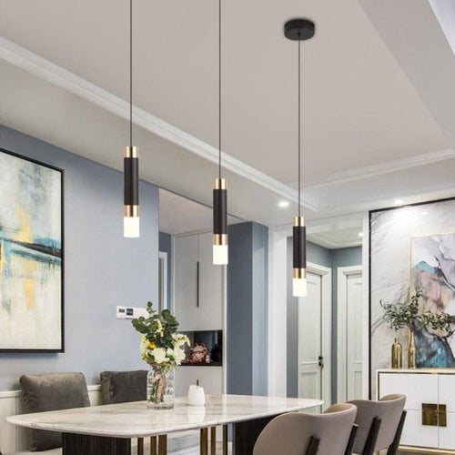 Zylindrische LED-Design-Pendelleuchte aus Metall und Glas Luisa - vue 3 sur 13