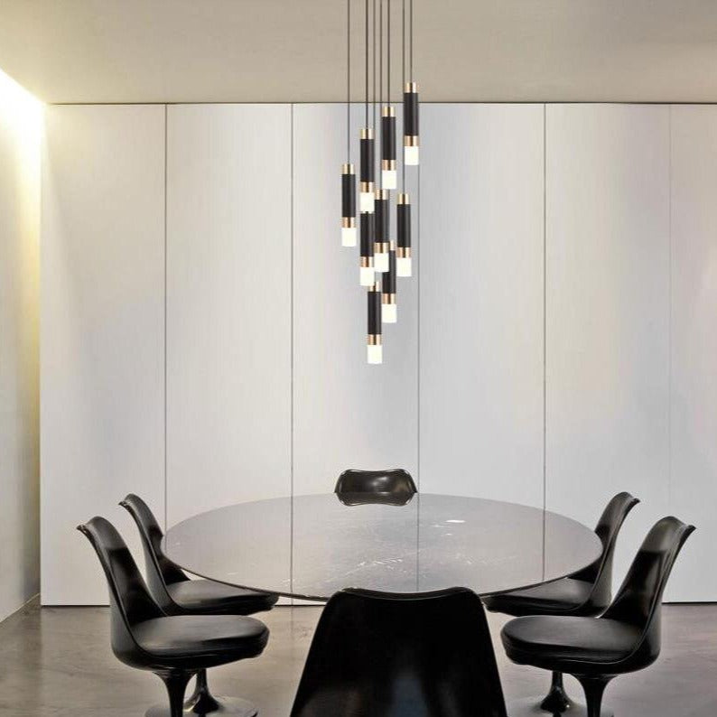 Zylindrische LED-Design-Pendelleuchte aus Metall und Glas Luisa - vue 4 sur 13