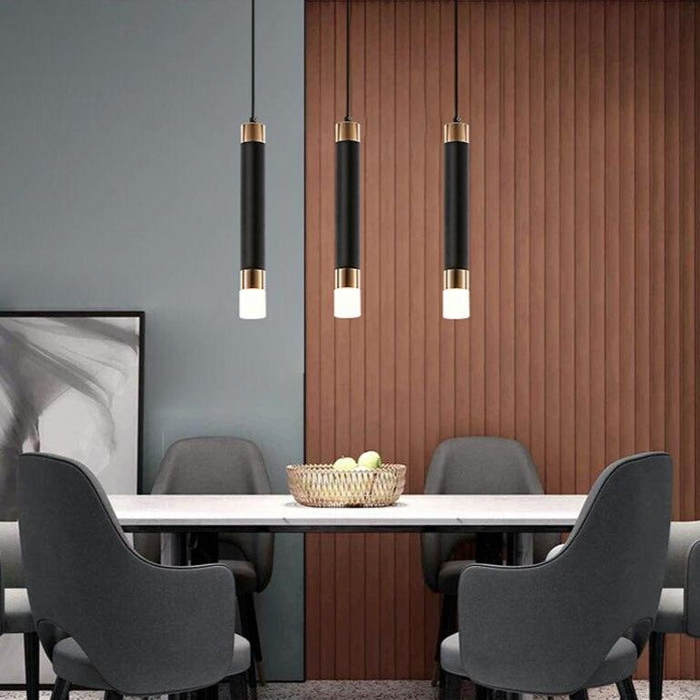 Zylindrische LED-Design-Pendelleuchte aus Metall und Glas Luisa - vue 8 sur 13