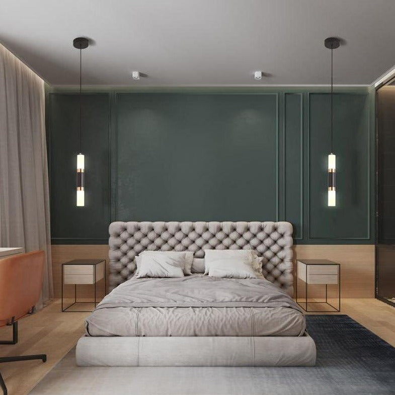 Zylindrische LED-Design-Pendelleuchte aus Metall und Glas Luisa - vue 7 sur 13