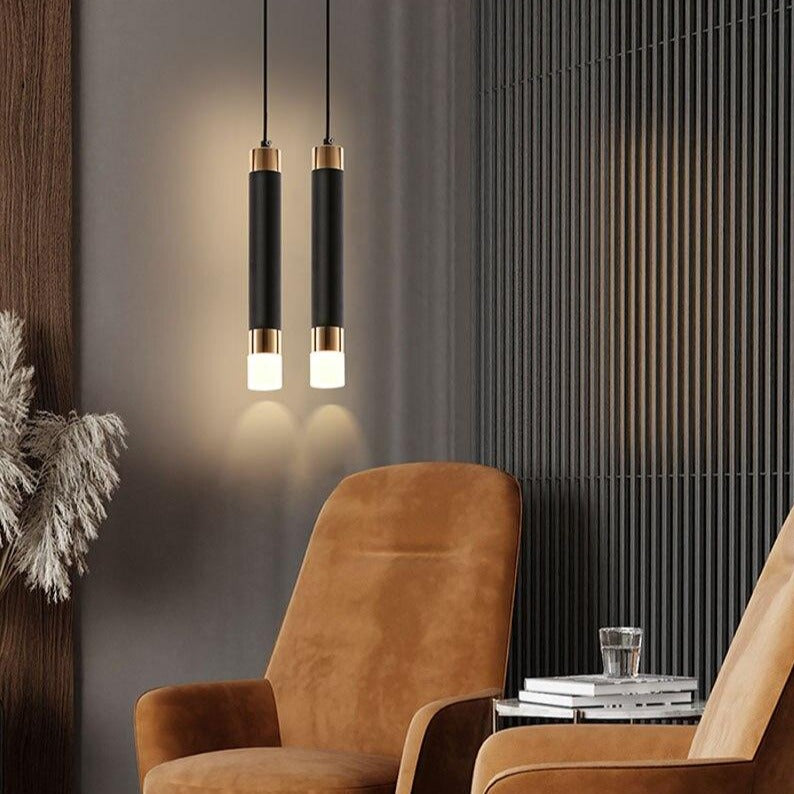 Zylindrische LED-Design-Pendelleuchte aus Metall und Glas Luisa - vue 6 sur 13