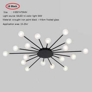 Moderne LED-Deckenleuchte in Sonnenform mit Janira-Glaskugeln