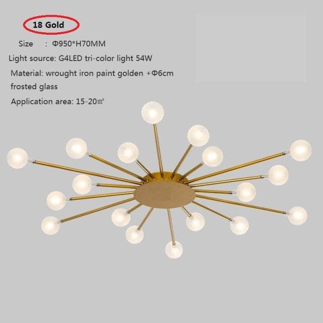 Plafonnier moderne LED en forme de soleil avec perles Janira - vue 6 sur 16