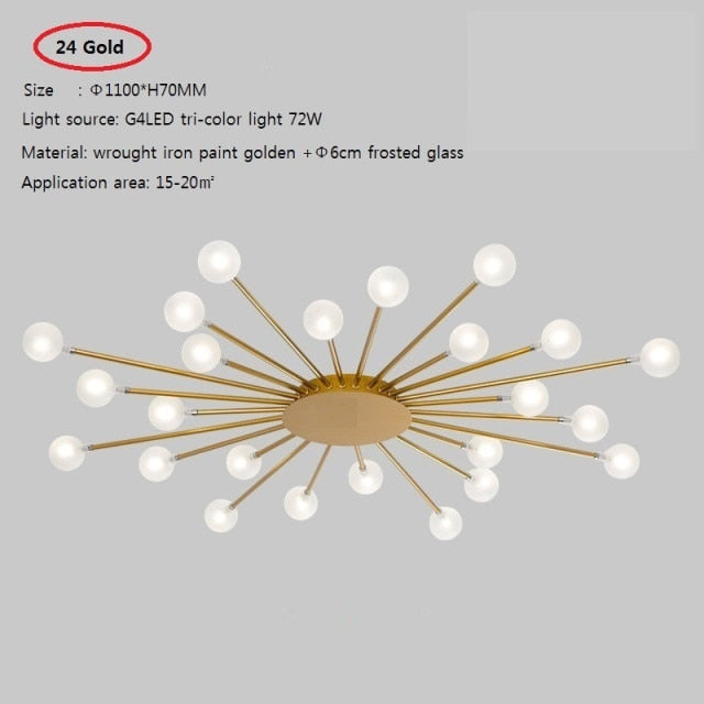 Plafonnier moderne LED en forme de soleil avec perles Janira - vue 10 sur 16