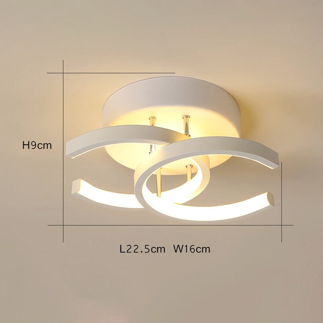 Plafonnier moderne LED avec 2 C croisées en métal Donatelo