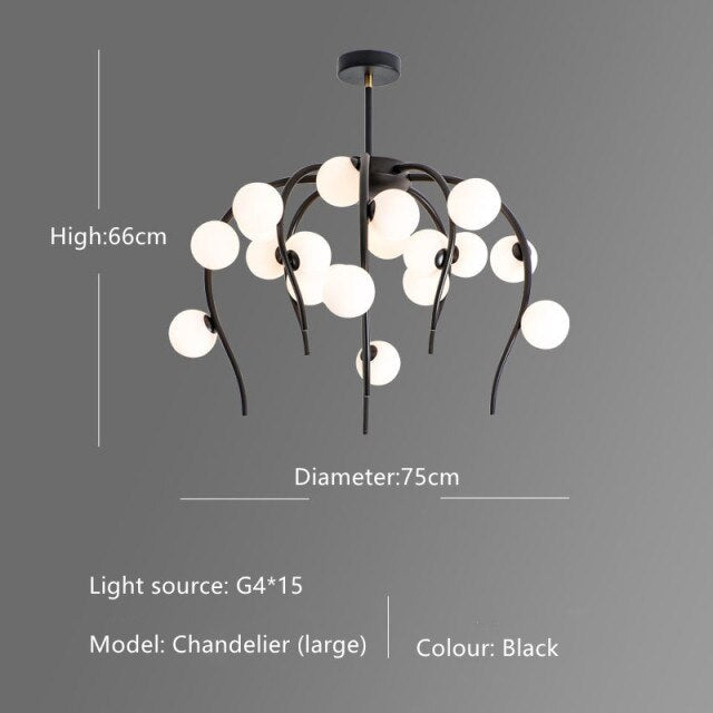 Lustre moderne en forme d'octopus avec globes Nayla - vue 10 sur 15