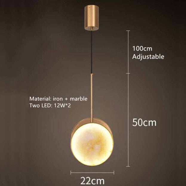 Suspension moderne LED en forme de pièce effet marbre Alhena - vue 4 sur 5