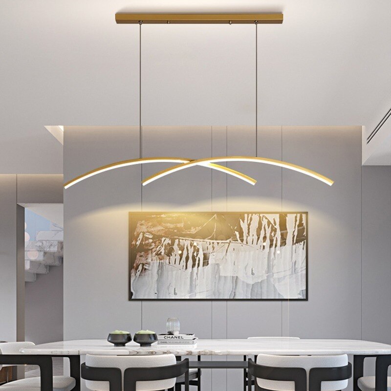 Lustre design LED en forme d'arc métallique Roxanna
